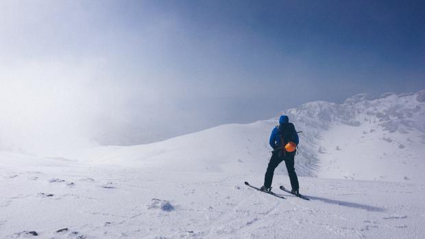 man skiing