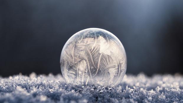 frozen flakes in a drop of water